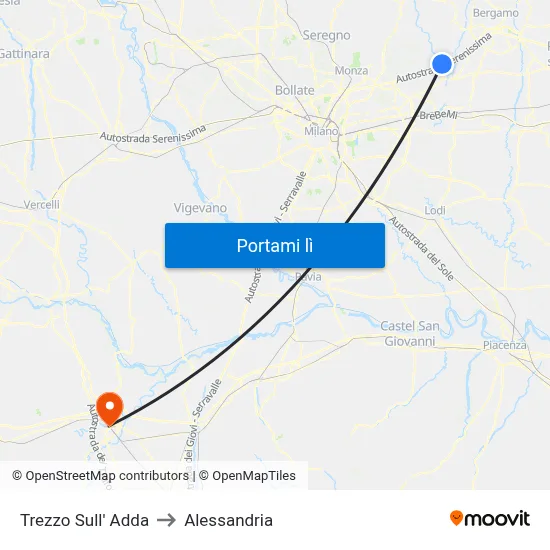 Trezzo Sull' Adda to Alessandria map