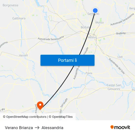 Verano Brianza to Alessandria map