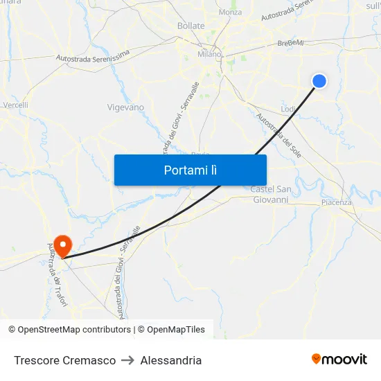 Trescore Cremasco to Alessandria map