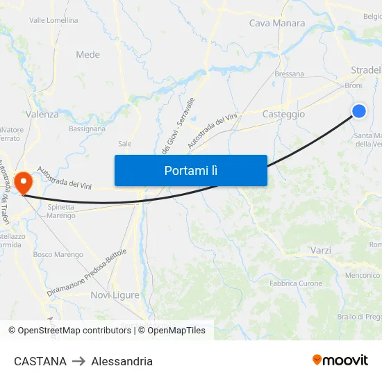 CASTANA to Alessandria map
