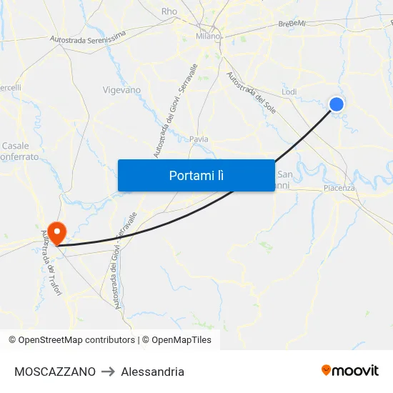 MOSCAZZANO to Alessandria map