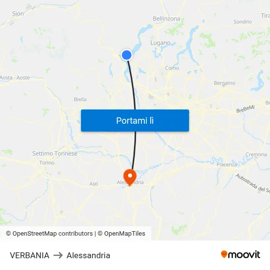 VERBANIA to Alessandria map