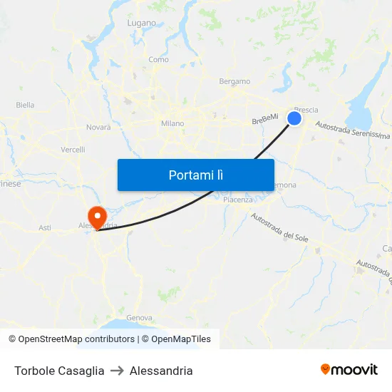 Torbole Casaglia to Alessandria map