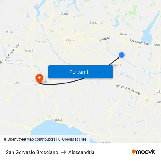 San Gervasio Bresciano to Alessandria map