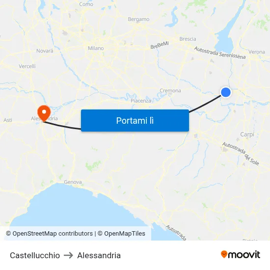 Castellucchio to Alessandria map