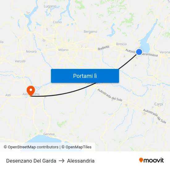 Desenzano Del Garda to Alessandria map