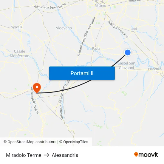 Miradolo Terme to Alessandria map