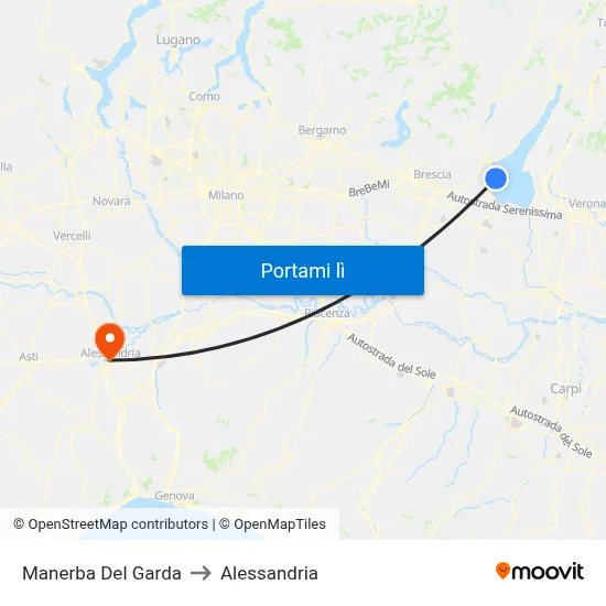 Manerba Del Garda to Alessandria map