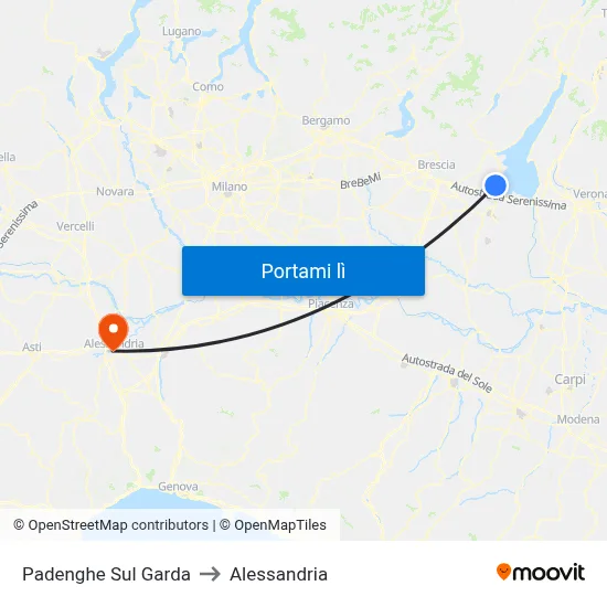 Padenghe Sul Garda to Alessandria map