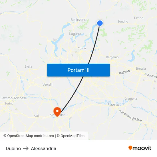 Dubino to Alessandria map