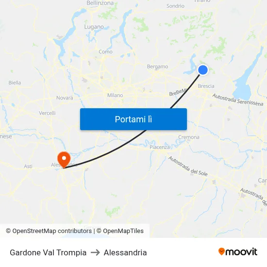 Gardone Val Trompia to Alessandria map