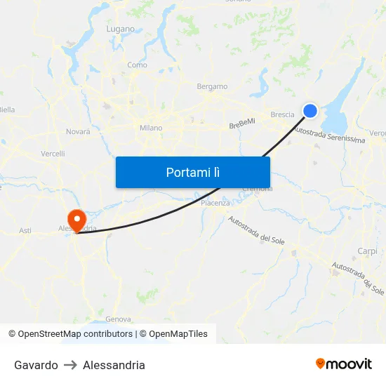 Gavardo to Alessandria map