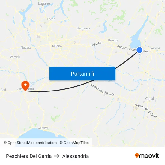 Peschiera Del Garda to Alessandria map