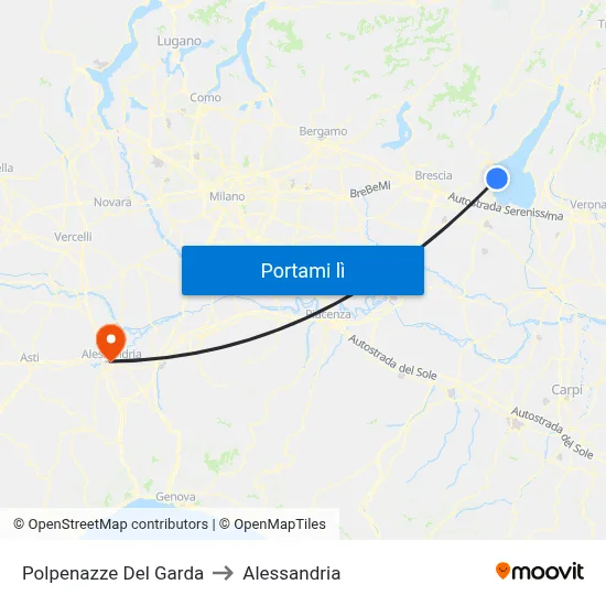 Polpenazze Del Garda to Alessandria map