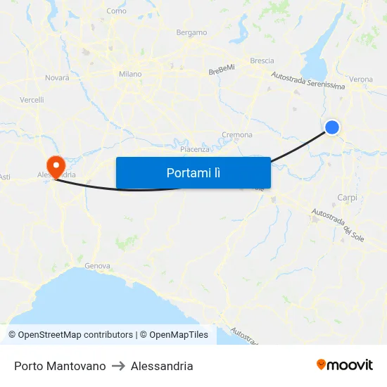 Porto Mantovano to Alessandria map