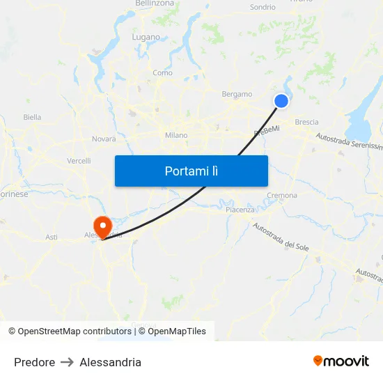 Predore to Alessandria map