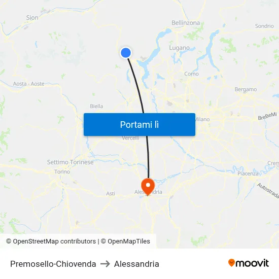 Premosello-Chiovenda to Alessandria map