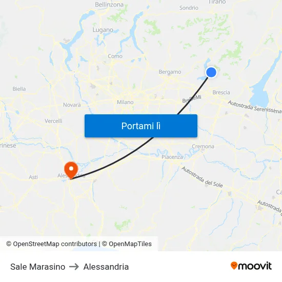Sale Marasino to Alessandria map