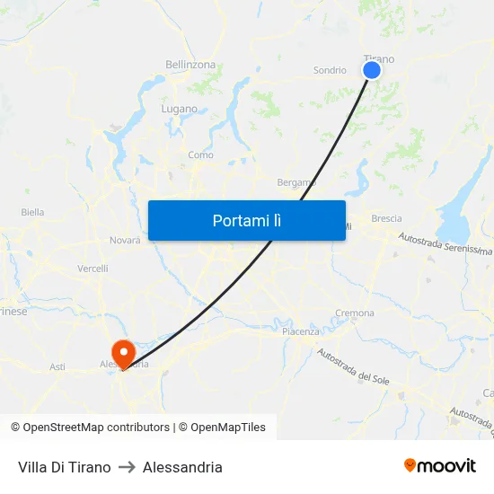 Villa Di Tirano to Alessandria map