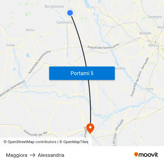Maggiora to Alessandria map