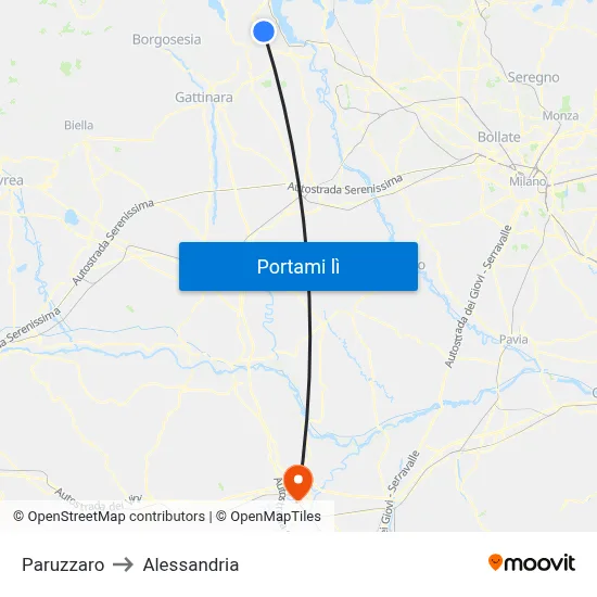 Paruzzaro to Alessandria map