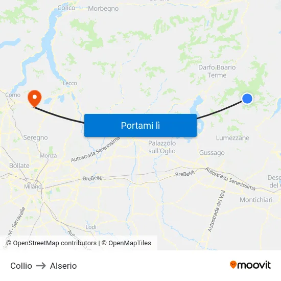 Collio to Alserio map