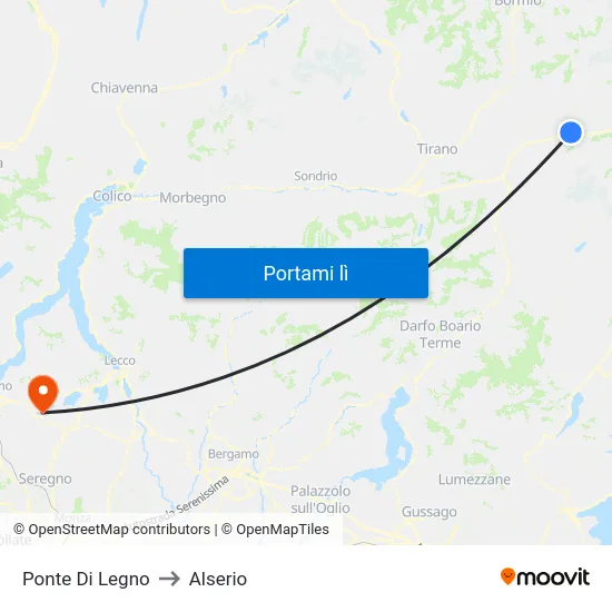 Ponte Di Legno to Alserio map