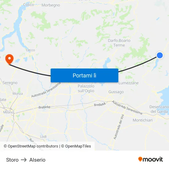 Storo to Alserio map