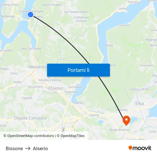 Bissone to Alserio map