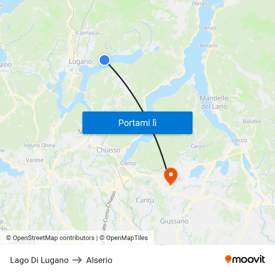 Lago Di Lugano to Alserio map