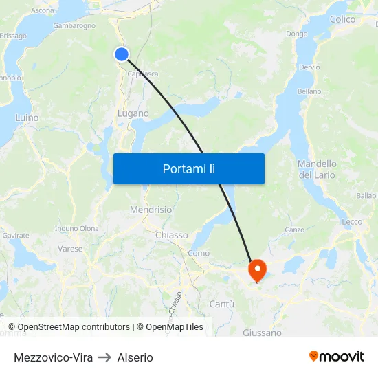 Mezzovico-Vira to Alserio map