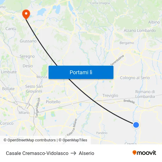 Casale Cremasco-Vidolasco to Alserio map