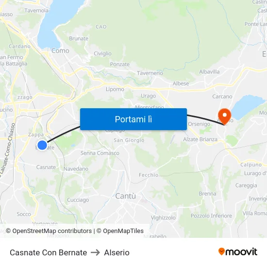 Casnate Con Bernate to Alserio map