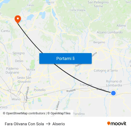 Fara Olivana Con Sola to Alserio map