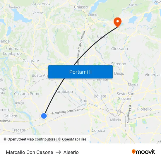 Marcallo Con Casone to Alserio map