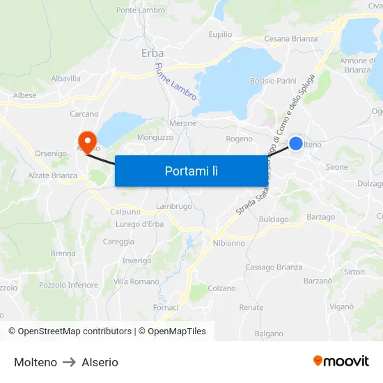 Molteno to Alserio map