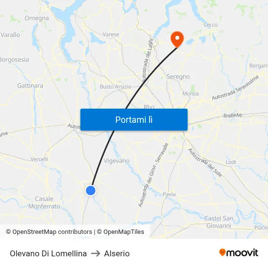 Olevano Di Lomellina to Alserio map