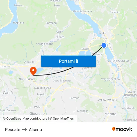 Pescate to Alserio map