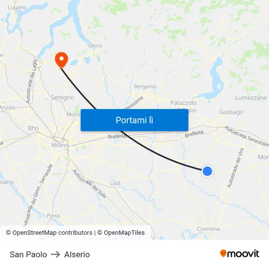 San Paolo to Alserio map