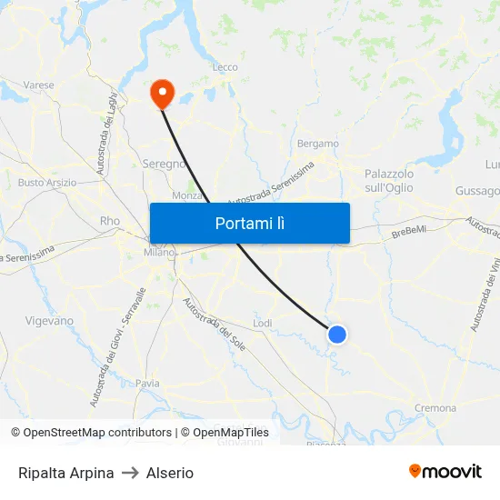 Ripalta Arpina to Alserio map