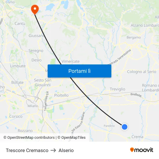 Trescore Cremasco to Alserio map