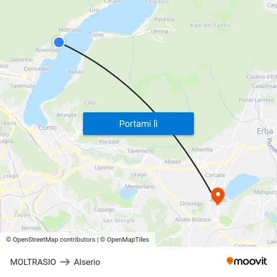 MOLTRASIO to Alserio map