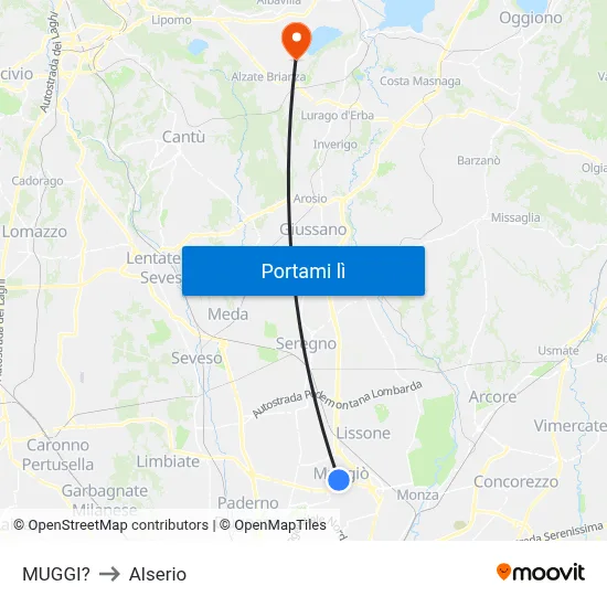 MUGGI? to Alserio map
