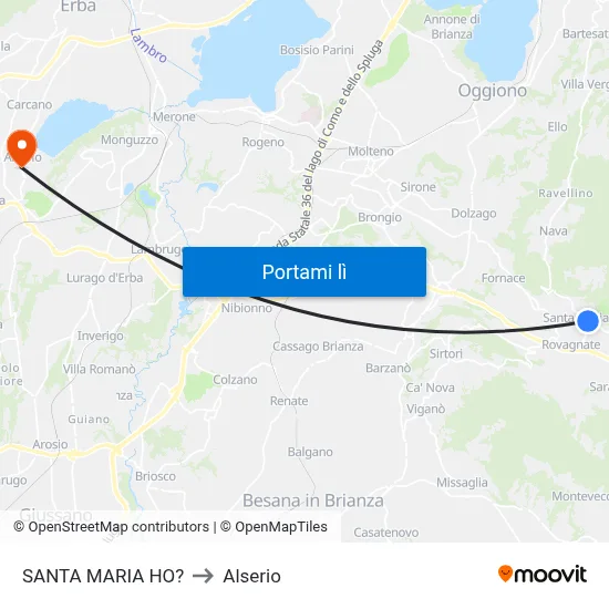 SANTA MARIA HO? to Alserio map