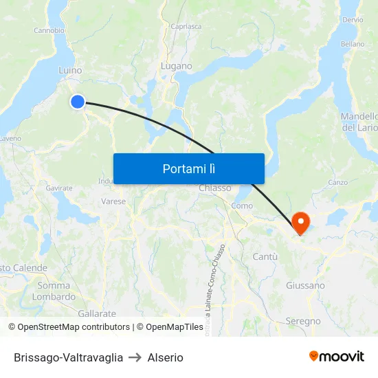Brissago-Valtravaglia to Alserio map