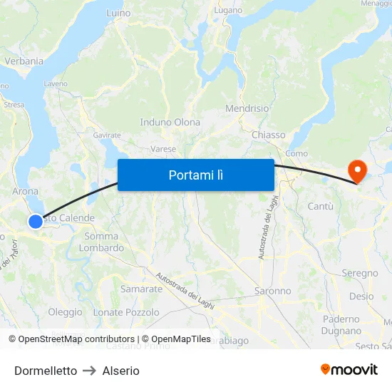 Dormelletto to Alserio map