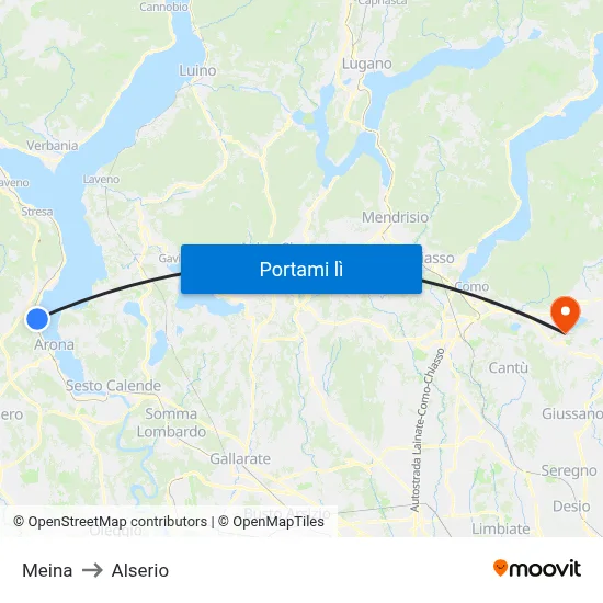 Meina to Alserio map