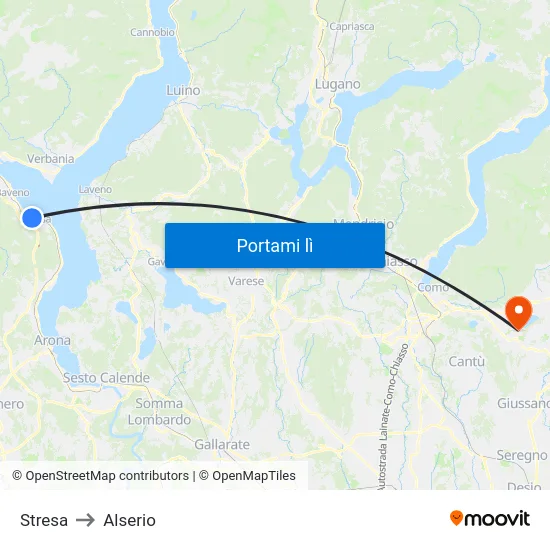 Stresa to Alserio map