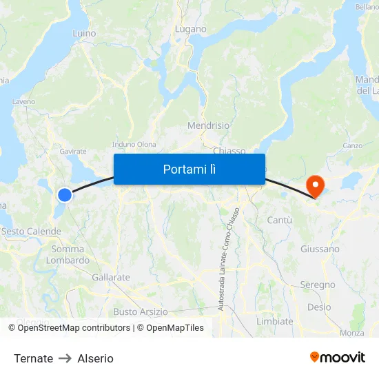 Ternate to Alserio map