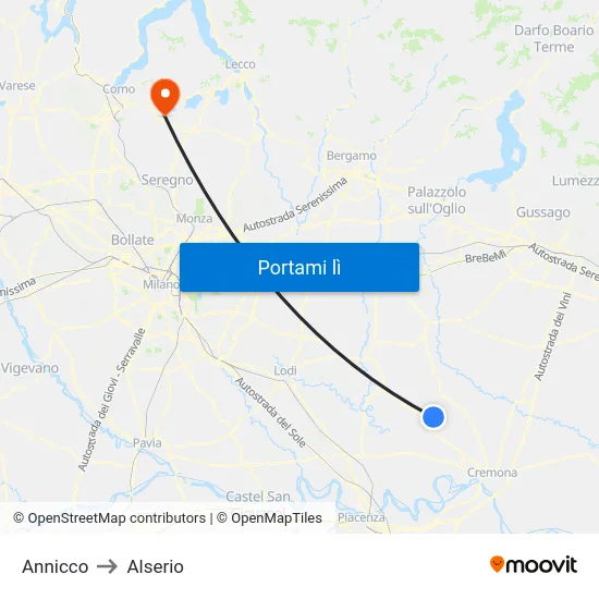 Annicco to Alserio map
